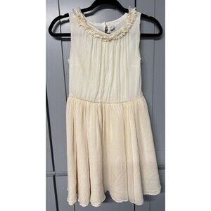 J Crew Crewcuts Pleated Girls Dress 12‎ Chiffon Beige Flare Halter Peplum Preppy